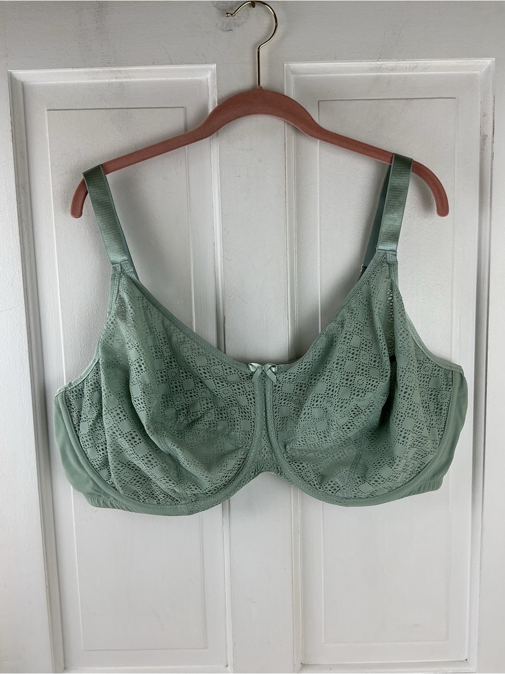 Glamorise Full-Figure Lace Comfort WonderWire Underwire Bra 9855 Jade, 50F